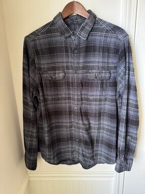 George Men's Black and Gray Plaid Shirt Size XL